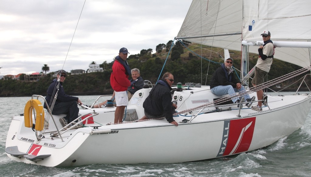 Hall Spars Garry Hassall and Dave Ridley with Pete Montgomery on the rail  - 2010 NZ Marine Industry Sailing Challenge © Trish Macky